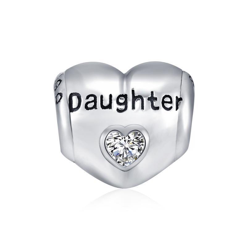 925 Sterling Silver Heart Zircon Bracelet Necklace Charm for Mother