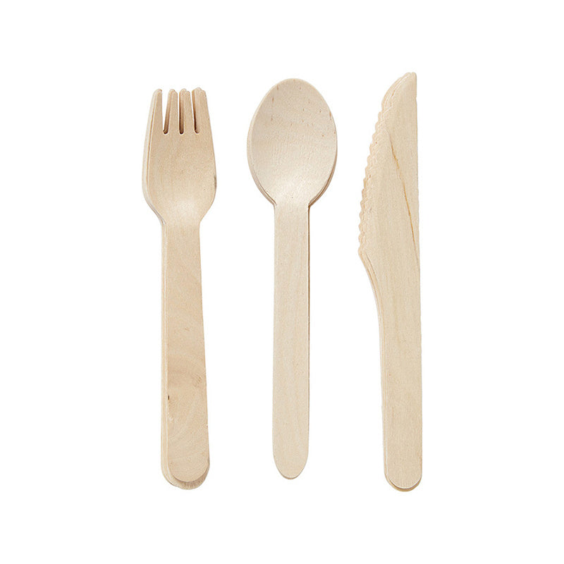 Disposable Wooden Knife Fork And Spoon Set Environmentally Friendly And Biodegradable
