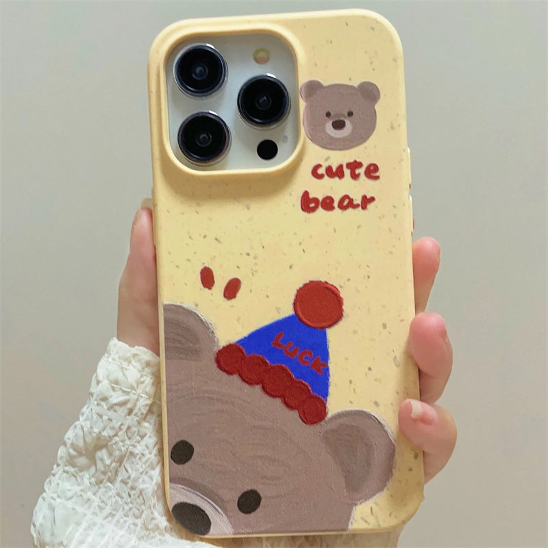 Cute Bear Phone Case Biodegradable Material Anti-drop